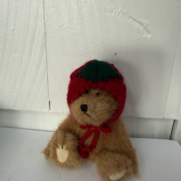 Adorable Brown Teddy Bear with Red and Green Knit Hat - Picture 2 of 3